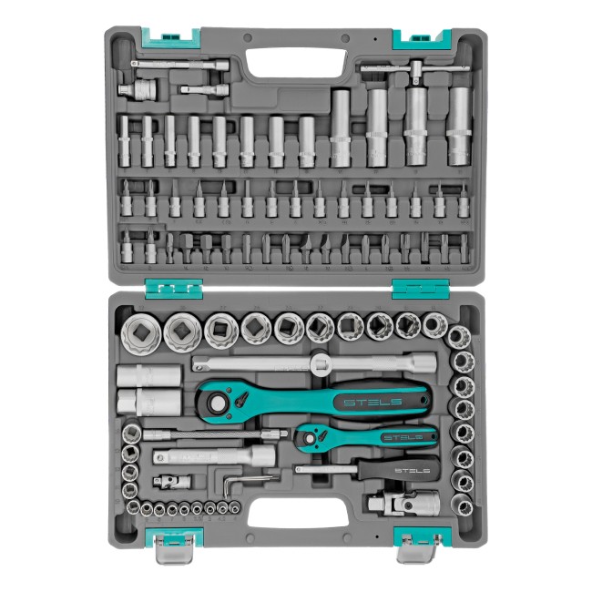 Набор инструментов 1/2", 1/4", CrV 12 гранные головки 94 предмета Stels