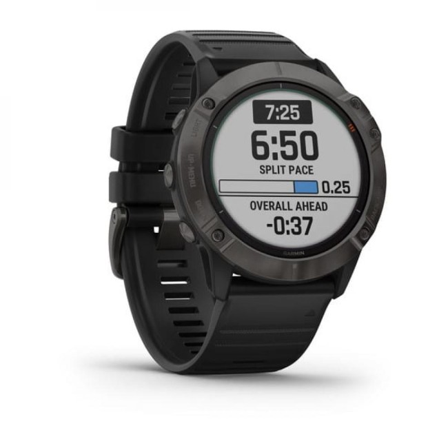 Часы Garmin Fenix 6X Pro Solar титановый серый DLC с черным ремешком Часы Garmin Fenix 6X Pro Solar титановый серый DLC с черным ремешком