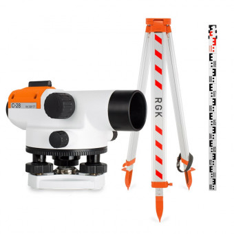 Комплект оптический нивелир RGK C-28 штатив рейка - 3 в 1 Комплект оптический нивелир RGK C-28 штатив рейка - 3 в 1