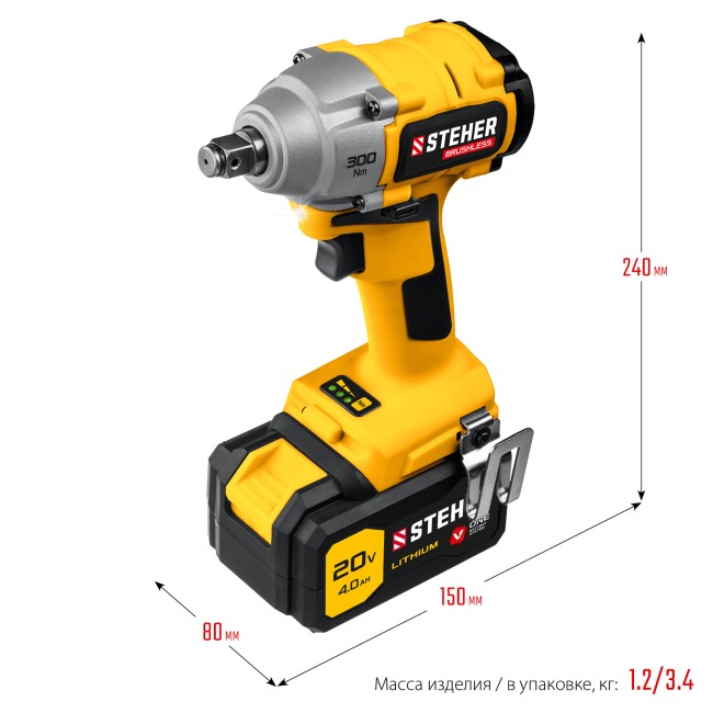 Гайковерт бесщеточный CWB-300-1 STEHER 1 АКБ Гайковерт бесщеточный CWB-300-1 STEHER 1 АКБ
