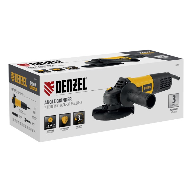 Машина шлифовальная угловая AG125-1500 Denzel Машина шлифовальная угловая AG125-1500 Denzel
