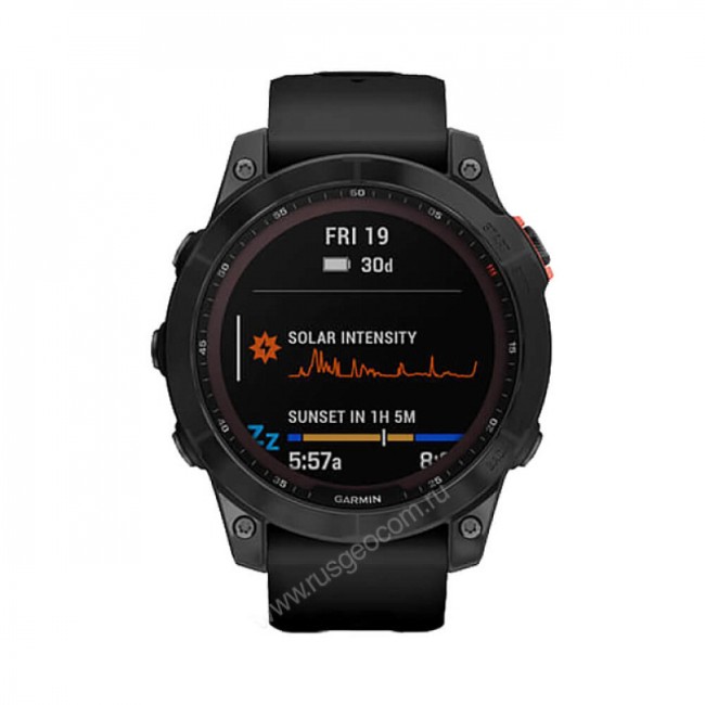 Часы Garmin Fenix 7 Solar серый с черным ремешком Часы Garmin Fenix 7 Solar серый с черным ремешком
