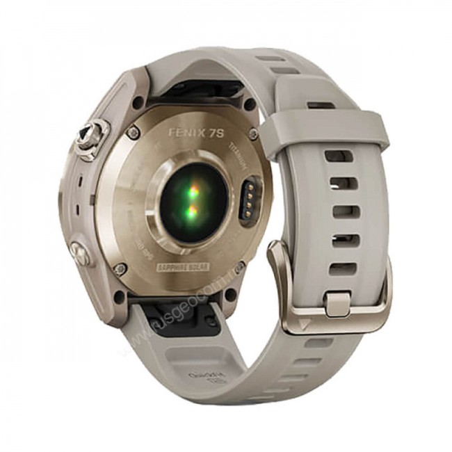 Часы Garmin Fenix 7S Sapphire Solar титановый кремово-золотой с светло-песочным силиконовым ремешком Часы Garmin Fenix 7S Sapphire Solar титановый кремово-золотой с светло-песочным силиконовым ремешком