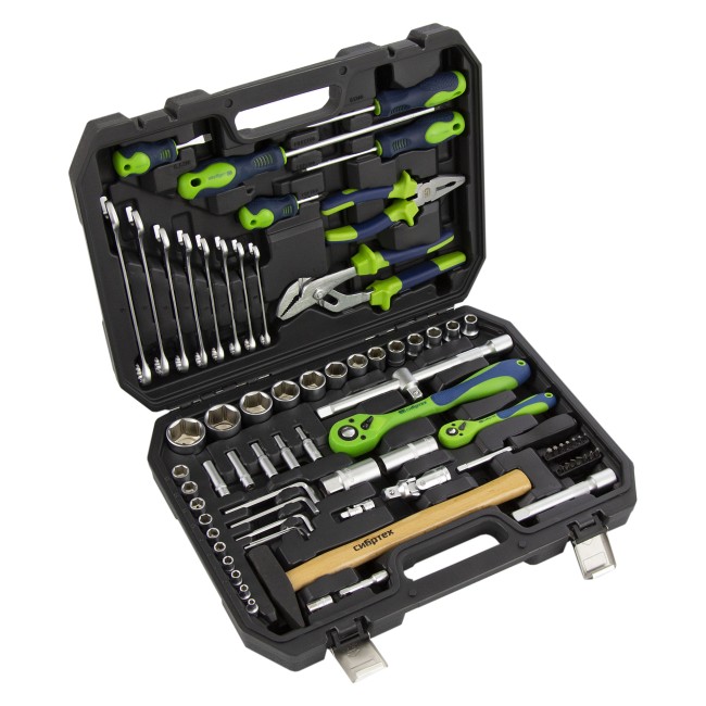 Набор инструментов 1/2", 1/4" CrV 76 предметов Сибртех Набор инструментов 1/2", 1/4" CrV 76 предметов Сибртех