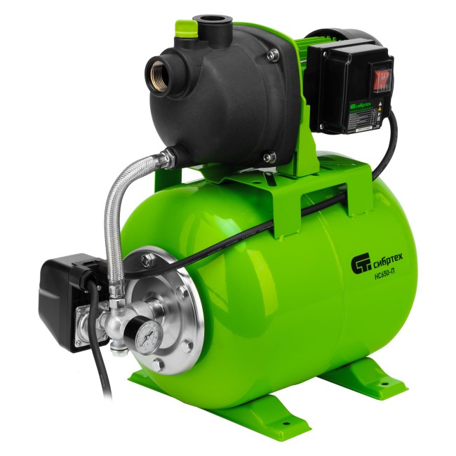 Насосная станция НС650-П, 650 Вт, напор 37 м, 3200 л/ч, ресивер 19 л Сибртех Насосная станция НС650-П, 650 Вт, напор 37 м, 3200 л/ч, ресивер 19 л Сибртех