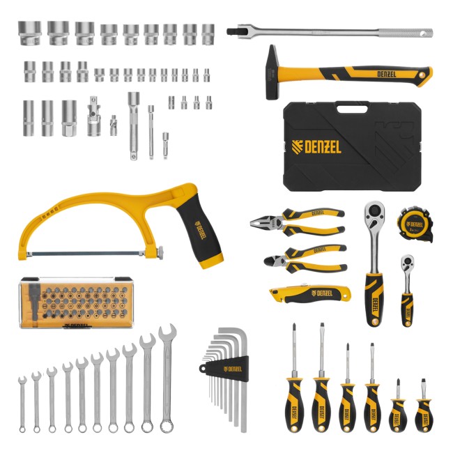 Набор инструментов 1/2", 1/4" 100 предметов Denzel Набор инструментов 1/2", 1/4" 100 предметов Denzel