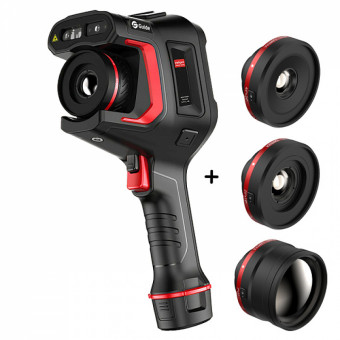 Тепловизор Guide H3 в комплекте с широкоугольным 44° x 34°, высокотемпературным и телеобъективом 7° x 5°