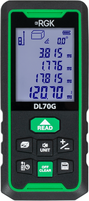 Лазерный дальномер RGK DL70G - зеленый луч Лазерный дальномер RGK DL70G - зеленый луч