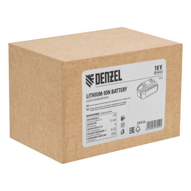 Батарея аккумуляторная IB-18-4.0, 18 В, 4.0 Ач Denzel Батарея аккумуляторная IB-18-4.0, 18 В, 4.0 Ач Denzel