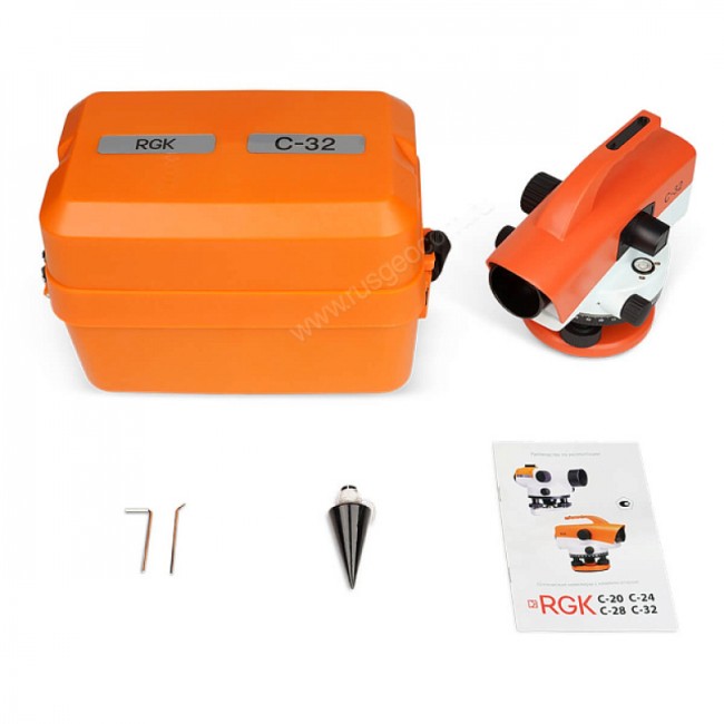Комплект оптический нивелир RGK C-32 с поверкой + штатив S6-N + рейка RGK TS-7 Комплект оптический нивелир RGK C-32 с поверкой + штатив S6-N + рейка RGK TS-7