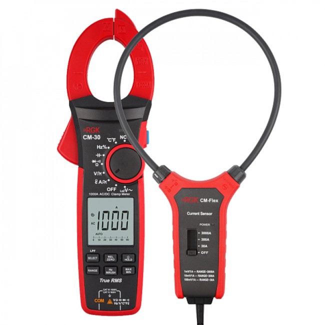 Токоизмерительные клещи RGK CM-30 + Токовый датчик RGK CM-Flex Токоизмерительные клещи RGK CM-30 + Токовый датчик RGK CM-Flex