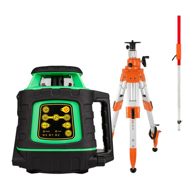 Комплект: ротационный нивелир AMO ROTOR 300G + штатив, рейка