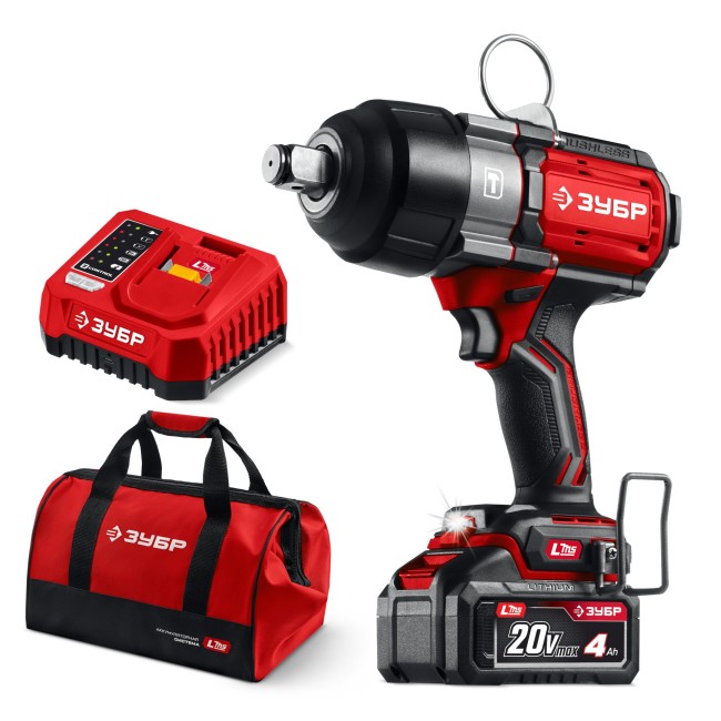 Ударный гайковерт ГБУ-1000-41 ЗУБР 20 В, 1000 Н·м, 1 АКБ LMS (4 А·ч)
