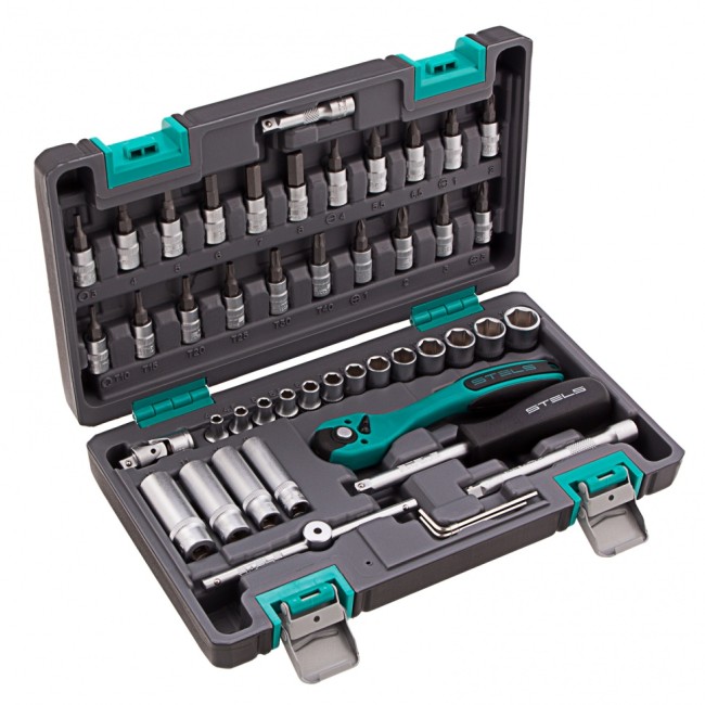 Набор инструментов 1/4", Cr-V 47 предметов Stels Набор инструментов 1/4", Cr-V 47 предметов Stels
